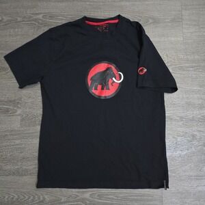 Mammut T-Shirt Mens Large Black Classic Short Sleeve Crew Neck Pullover Graphic